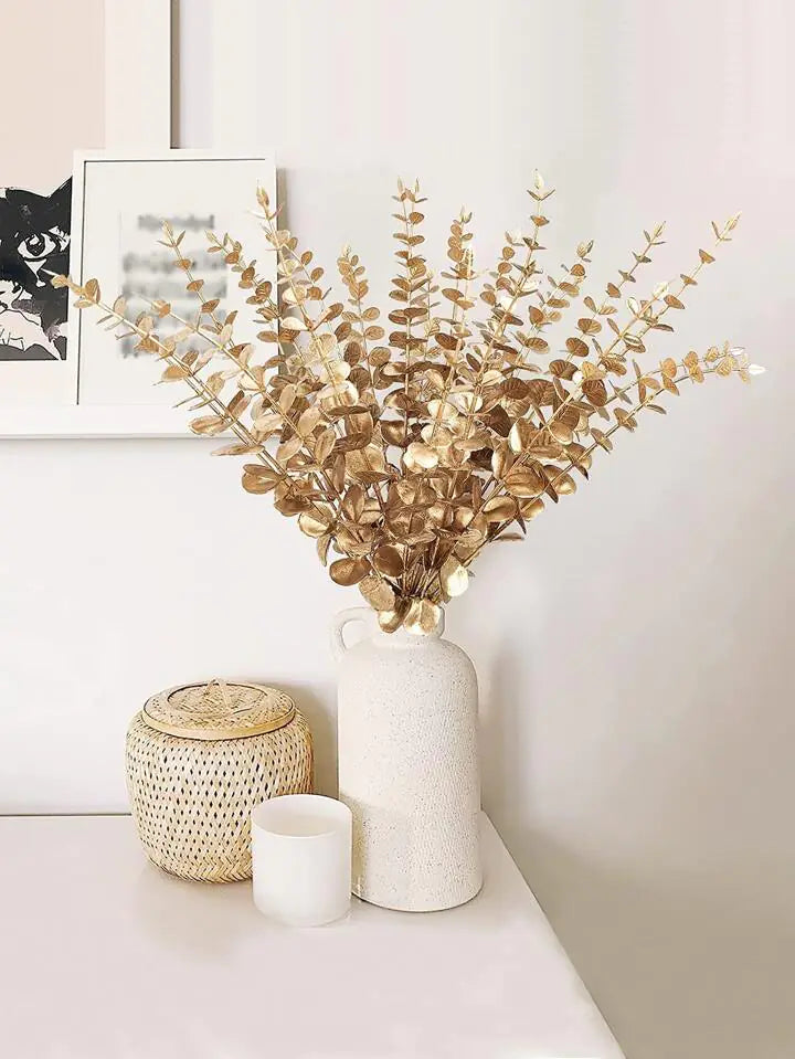 10 Gold Artificial Eucalyptus Leaves